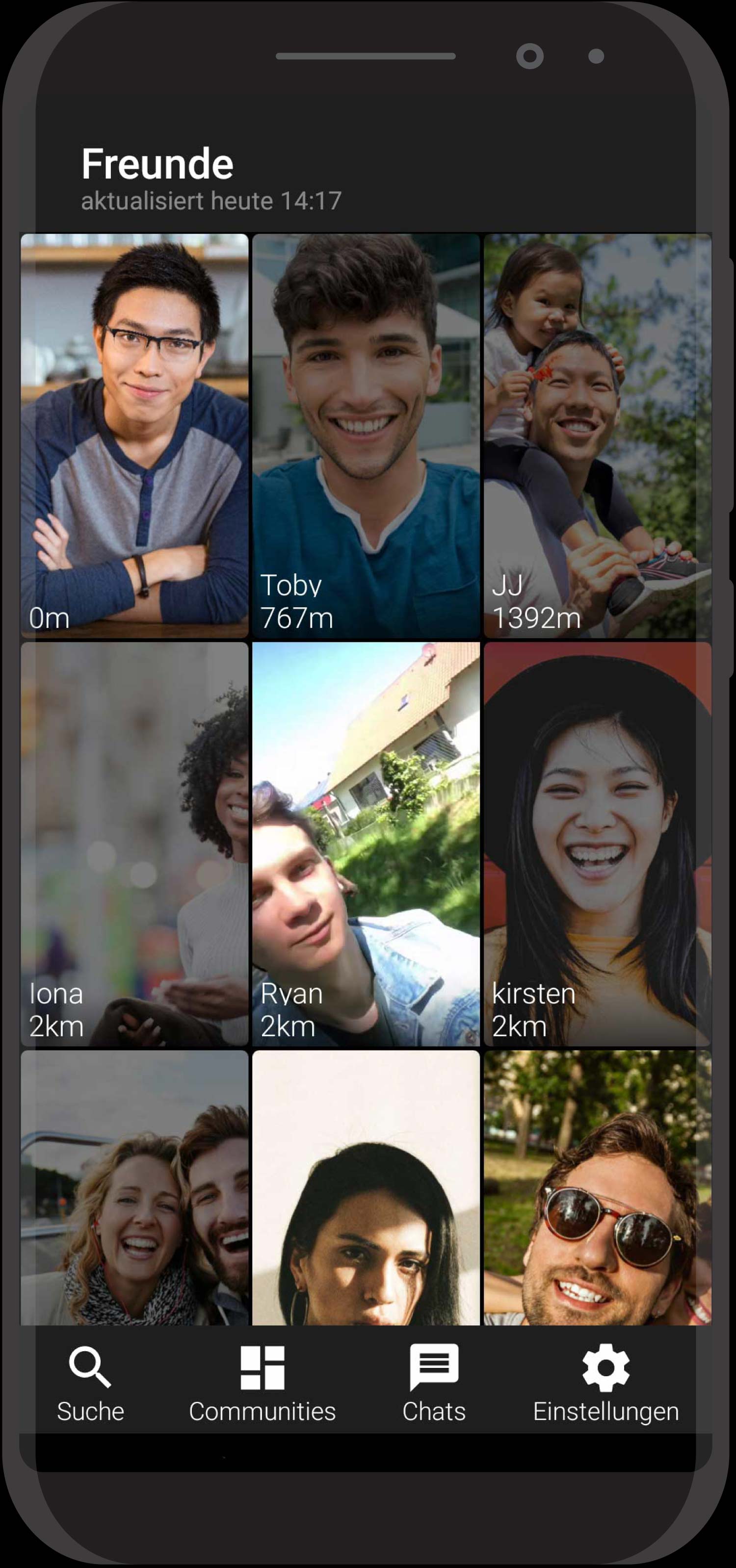 screenshot of friendslist app